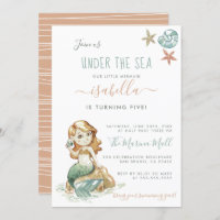 Watercolor Under The Sea Mermaid Birthday Party Invitation