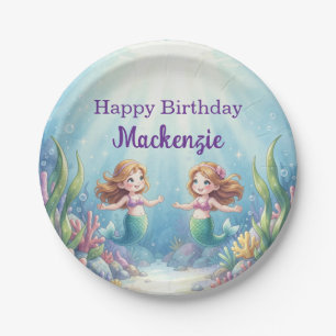 Watercolor Under the Sea Mermaid Birthday Party Paper Plates