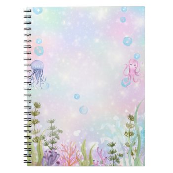 Watercolor Under The Sea Mermaid Notebook by PinkOwlPartyStudio at Zazzle