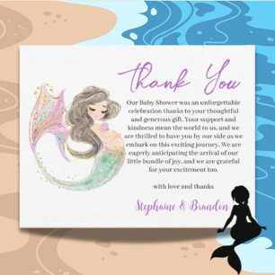 Watercolor Under the Sea MERMAID Thank You Card