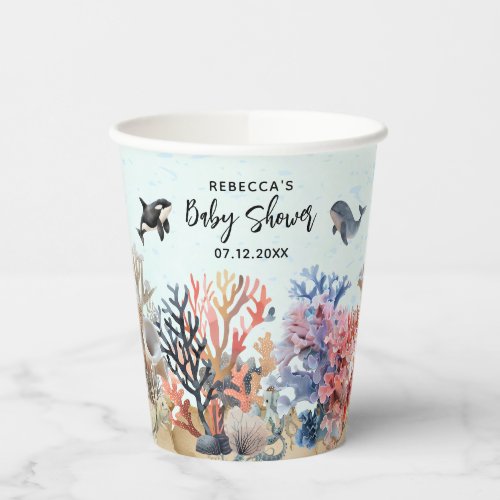 Watercolor under the sea neutral Baby Shower Paper Cups