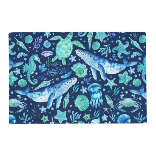 Watercolor Under the Sea Ocean Pattern Placemat