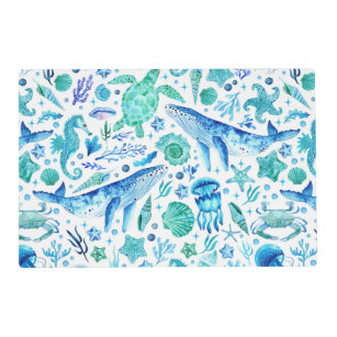 Watercolor Under the Sea Ocean Pattern Placemat