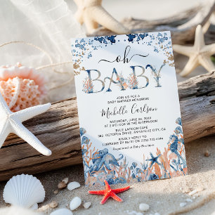 Watercolor Under-the-Sea 'Oh Baby' Baby Shower Invitation