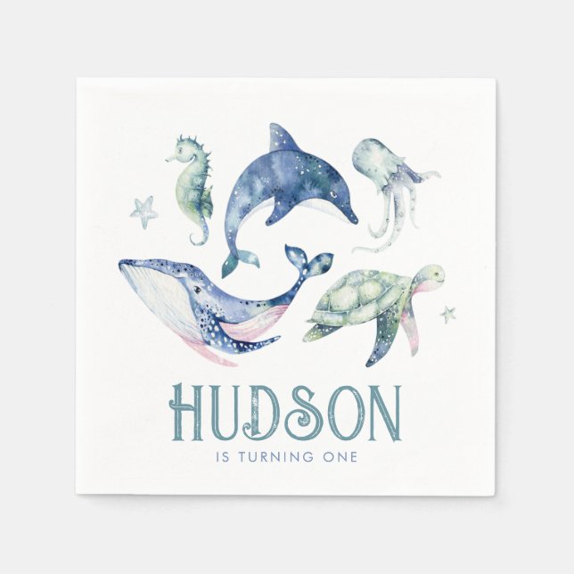 Watercolor Under the Sea Paper Napkins (Front)