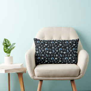 Watercolor Under The Sea Pattern Lumbar Pillow