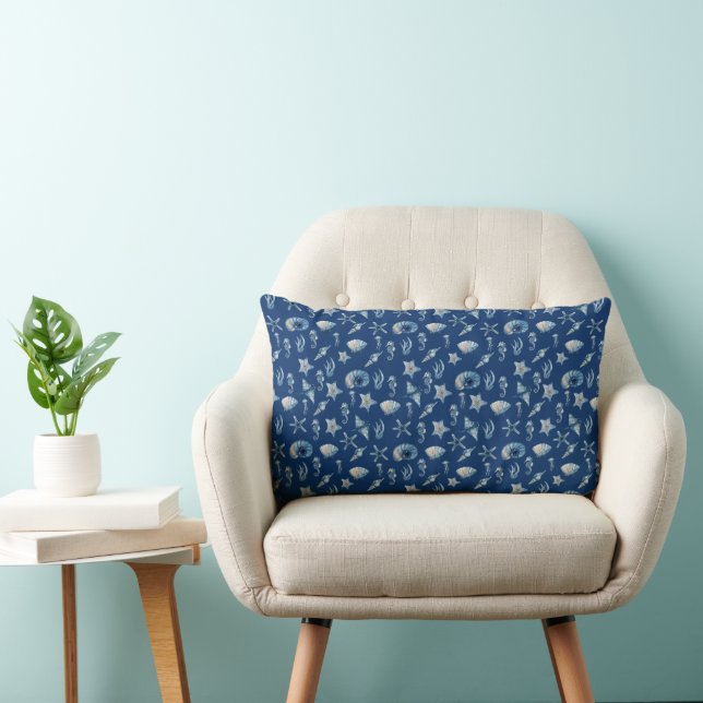 Watercolor Under The Sea Pattern Lumbar Pillow (Chair)