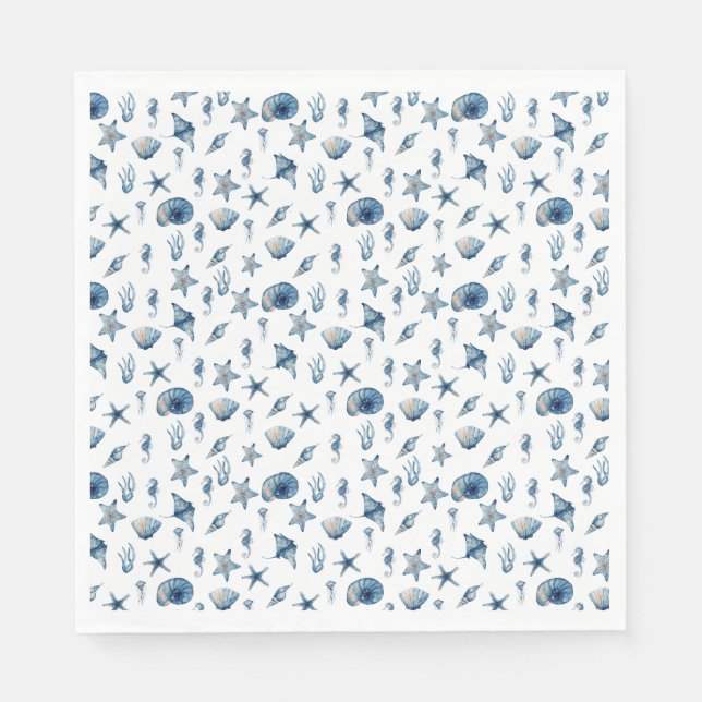 Watercolor Under The Sea Pattern Napkins (Front)