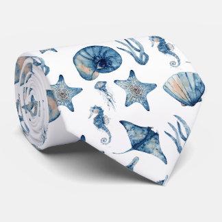 Watercolor Under The Sea Pattern Neck Tie