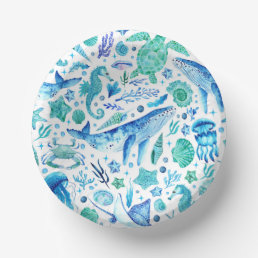 Watercolor Under the Sea Pattern Paper Bowls