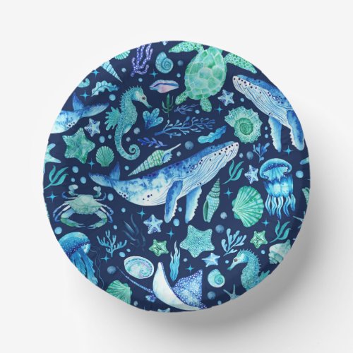 Watercolor Under the Sea Pattern Paper Bowls