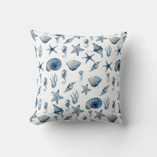 Watercolor Under The Sea Pattern Throw Pillow