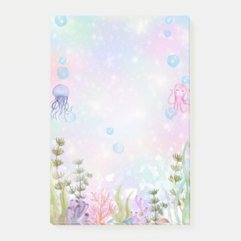 Watercolor Under The Sea Post It Notes by PinkOwlPartyStudio at Zazzle