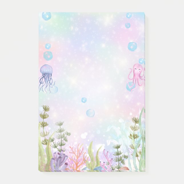 Watercolor Under the Sea Post It Notes (Front)