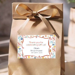 Watercolor under the sea She Catch Bridal Shower  Rectangular Sticker