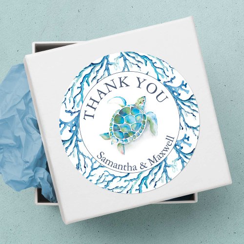 Watercolor Under The Sea Thank You Stickers