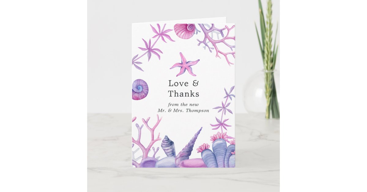 Watercolor Under the Sea Wedding Photo Thank You Card | Zazzle