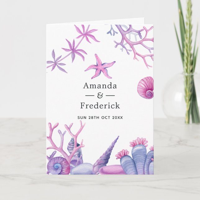 Watercolor Under the Sea Wedding Program (Front)