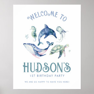 Watercolor Under the Sea Welcome Sign