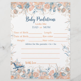Watercolor Under the Sea Whale Baby Predictions Flyer