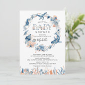 Watercolor Under-the-Sea Wreath Baby Shower Invitation (Standing Front)