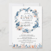 Watercolor Under-the-Sea Wreath Baby Shower Invitation (Front)