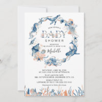 Watercolor Under-the-Sea Wreath Baby Shower Invitation