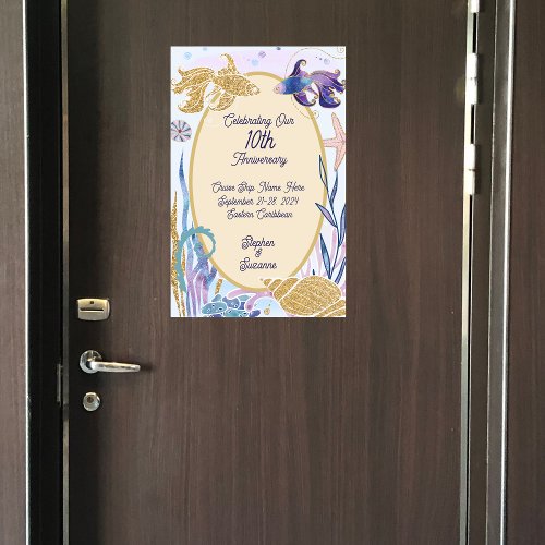 Watercolor Underwater Fish Anniversary Cruise Door Magnetic Dry Erase Sheet