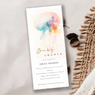 Watercolor Underwater Jellyfish Baby Shower Invitation