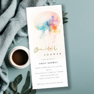 Watercolor Underwater Jellyfish Bridal Shower Invitation