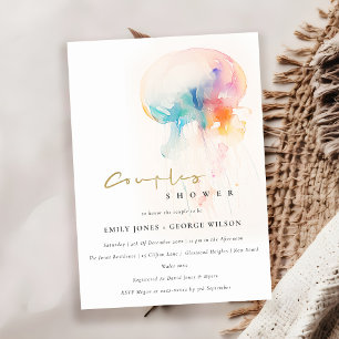 Watercolor Underwater Jellyfish Couples Shower Invitation