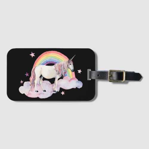 Watercolor Unicorn and Rainbow  Luggage Tag