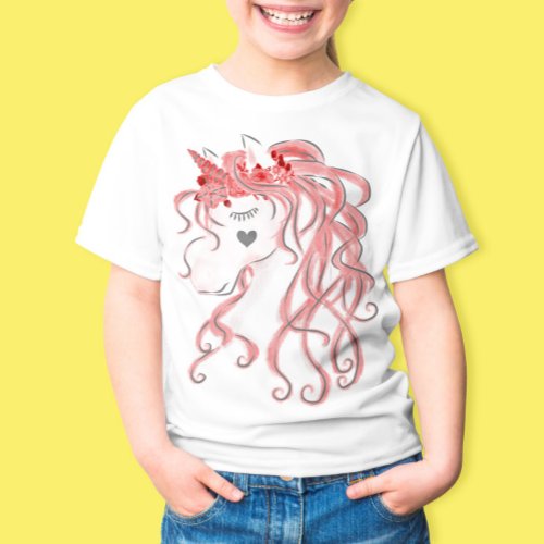 Watercolor Unicorn Art T_Shirt