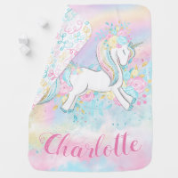 Watercolor Unicorn Baby Blanket