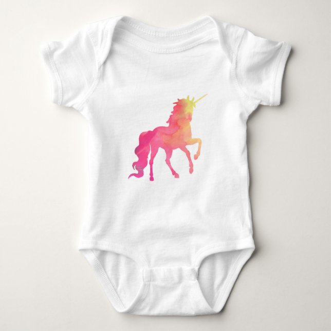 Watercolor Unicorn baby romper (Front)