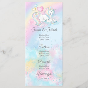 Watercolor Unicorn Baby Shower Menus