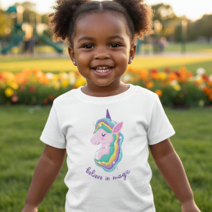 Watercolor Unicorn Believe in Magic Toddler T-Shir Baby T-Shirt