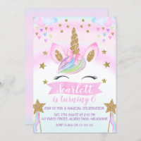 Watercolor Unicorn Birthday Party Invitation