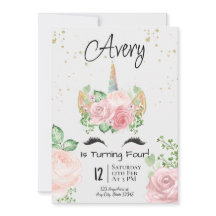 Watercolor Unicorn Birthday Party Invitation