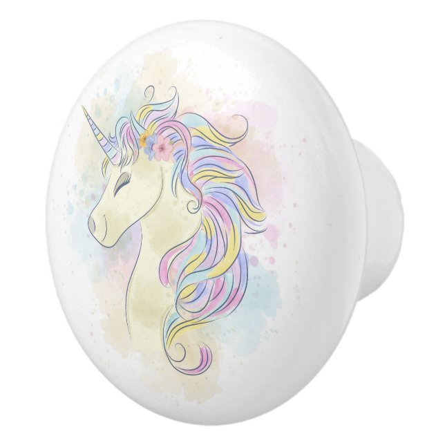 Watercolor Unicorn Ceramic Pull (Right)