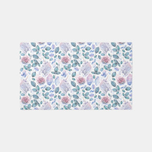 Watercolor Unicorn Crystals & Roses Pattern Rug
