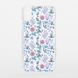 Watercolor Unicorn Crystals & Roses Pattern iPhone XS Case