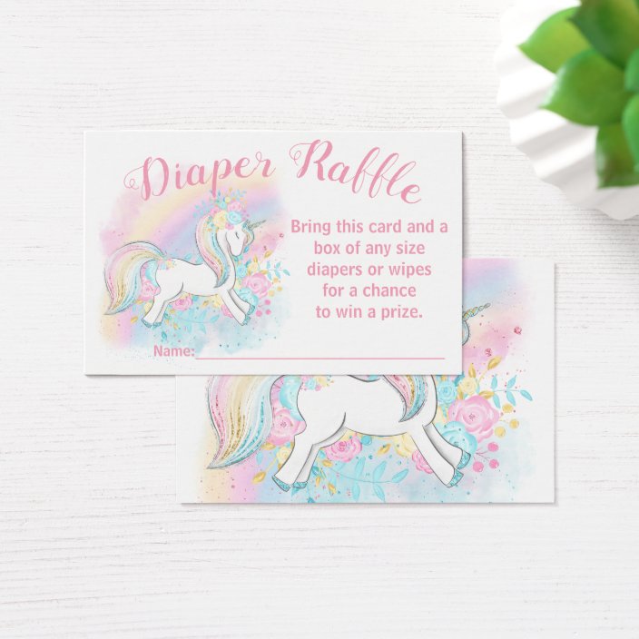 Watercolor Unicorn Diaper Raffle Tickets Zazzle Com