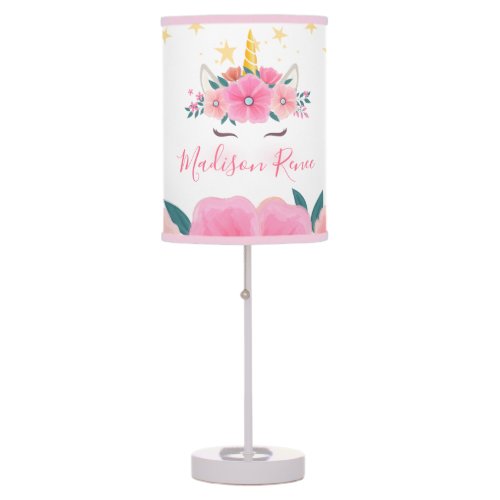 Baby Shower Gifts 16 Watercolor Unicorn Face Floral Stars Baby Nursery Table Lamp