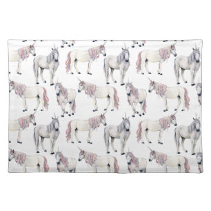 Watercolor Unicorn Fairy Tale Pattern Cloth Placemat