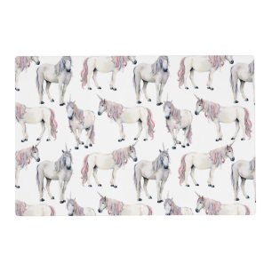 Watercolor Unicorn Fairy Tale Pattern Placemat