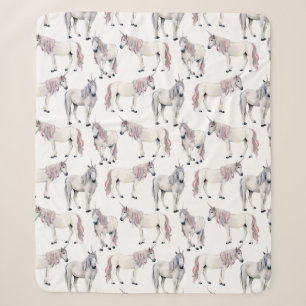 Watercolor Unicorn Fairy Tale Pattern Sherpa Blanket