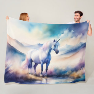 Watercolor Unicorn Fleece Blanket