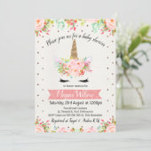 Watercolor Unicorn Floral Baby Shower Invitation (Standing Front)