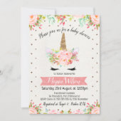 Watercolor Unicorn Floral Baby Shower Invitation (Front)